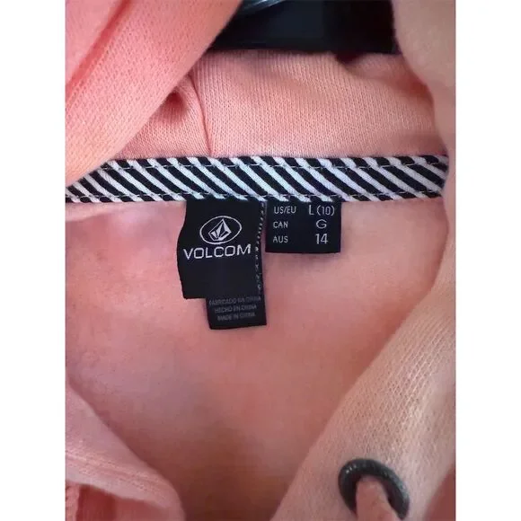 Volcom Women's Orange Iconic Stone Pullover Hoodie Size L *Rare* - Picture 6 of 8